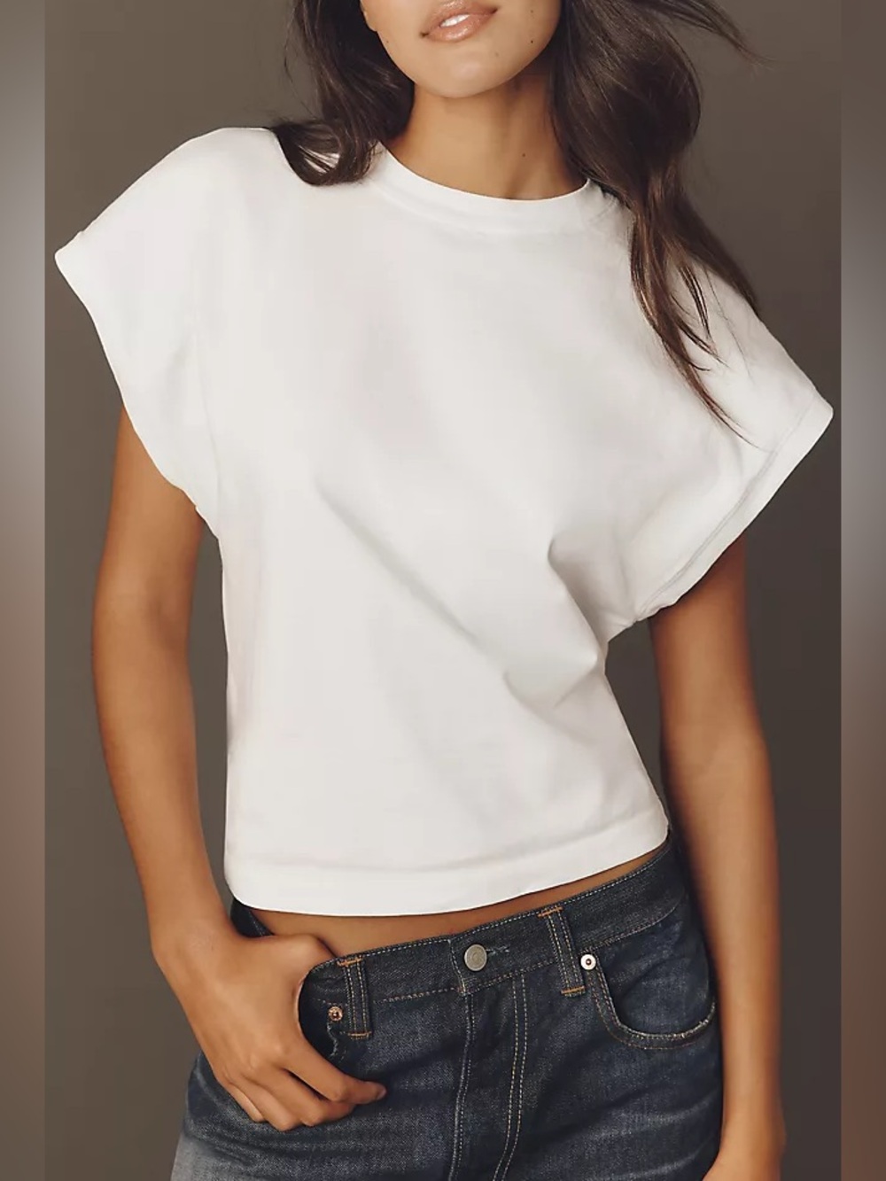 Agolde Meg Cotton Cap Sleeve Tee Shirt White